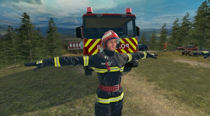 Romanian firefighter suit taken from the AR/VR toolkit for firefighters developed by SILVANUS