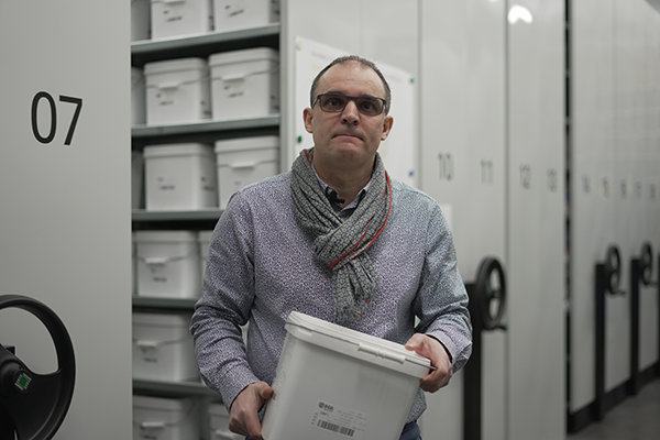  Dr Antonio Bispo inside soil bank of the National Research Institute for Agriculture, Food and Environment in Orléans (France)