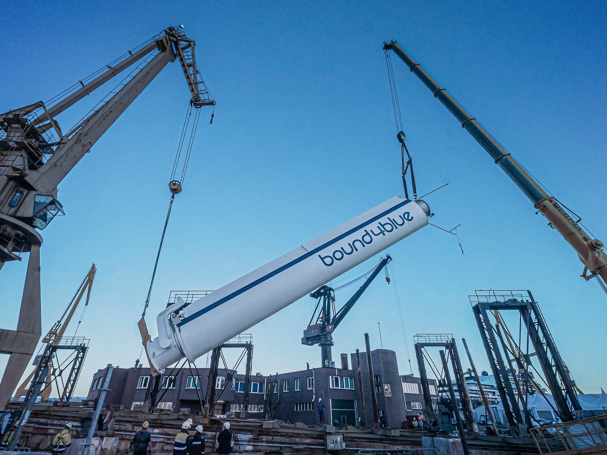 Largest suction sail in the world being installed at a shipyard. © bound4blue, 2021