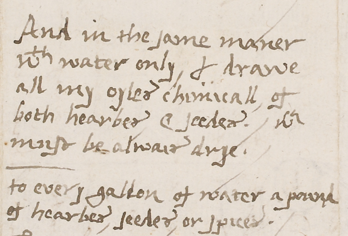 Excerpt from Grace Mildmay’s handwritten recipe (c. 1598). Reproduced with the permission of Northamptonshire Record Office, Northampton.