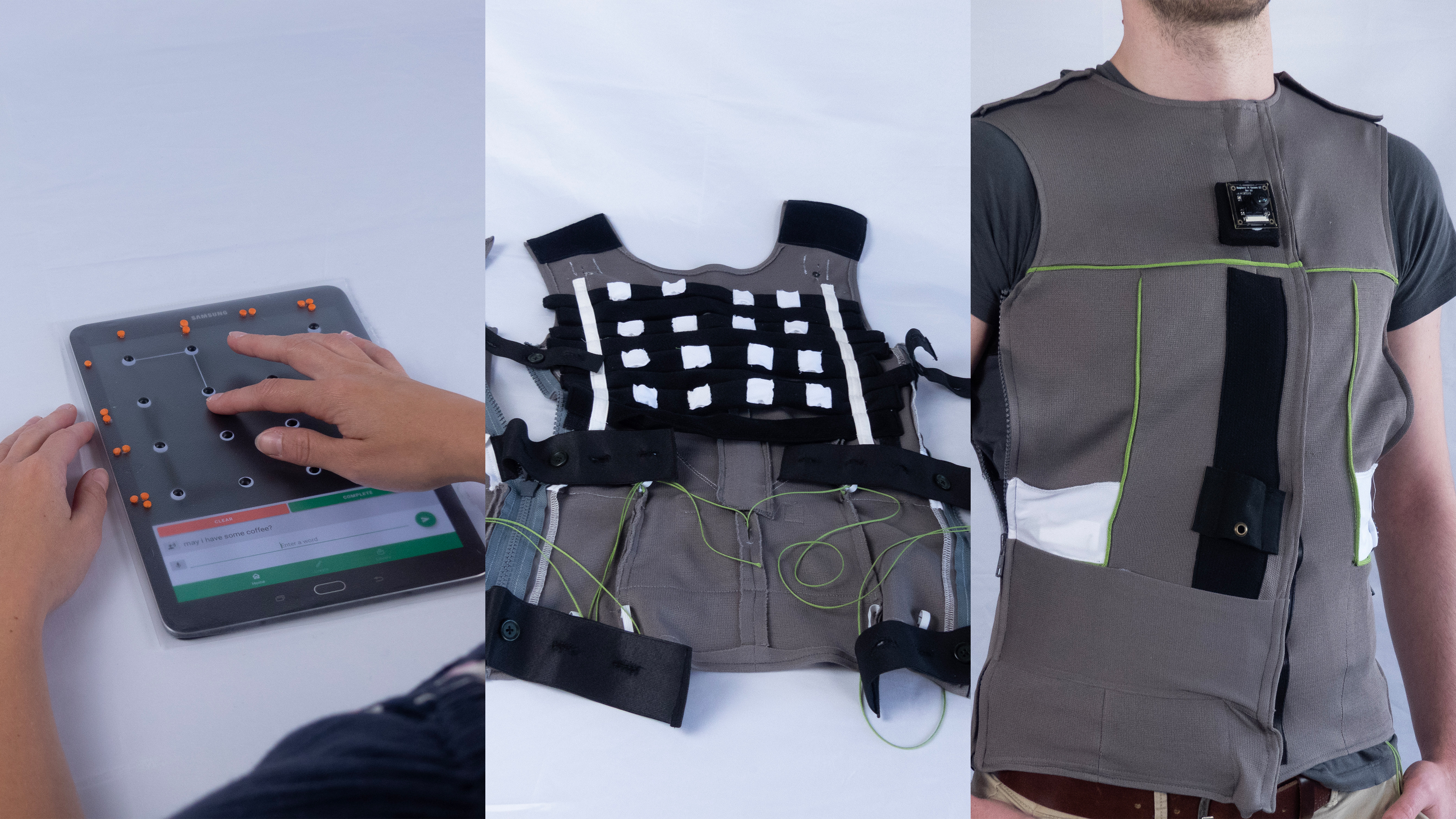 Prototype SUITCEYES vest and tactile board © Affective & Cognitive Institute, Offenburg University