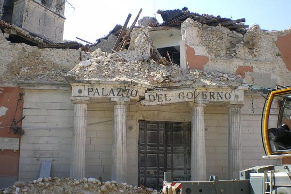 Researchers are looking to the sky to find ways to help search and rescue teams after a disaster. Image credit: ‘L'Aquila eathquake prefettura’ by TheWiz83 is licensed under CC BY-SA 3.0