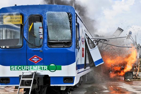 The SecureMetro project tests the resilience of carriages by blasting them with explosives. Image courtesy of SecureMetro.