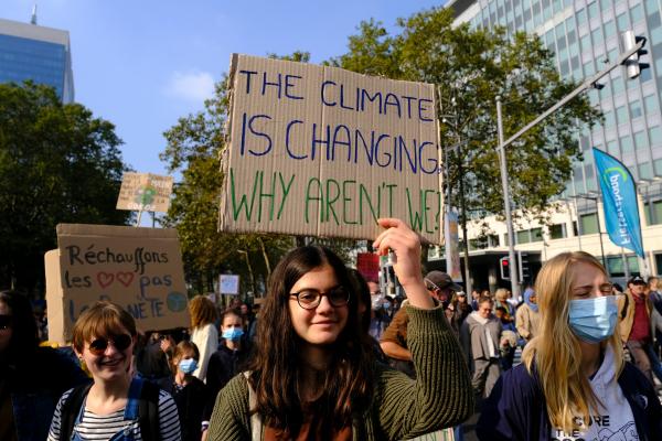 Students marching in a climate change protest