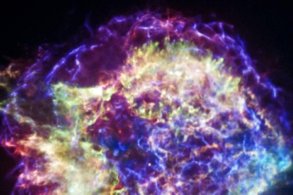 Cassiopeia A, a supernova in the Cassiopeia constellation, has an unusual shockwave which is full of twists and knots. Image: ©NASA/CXC/SAO 